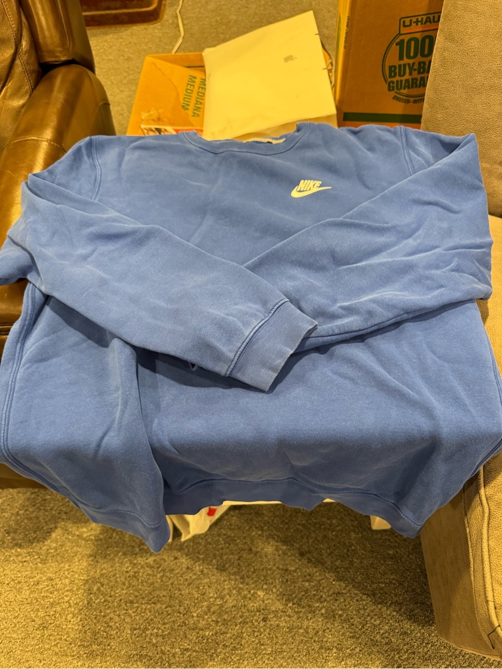 Nike Light Blue Crewneck Sweatshirt with White Swoosh